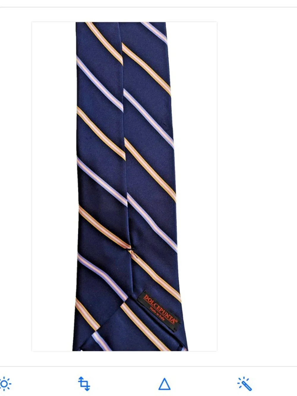 Dolcepunta Men's Silk Tie Navy Repp Stripe Thick Plush Handmade 3.5